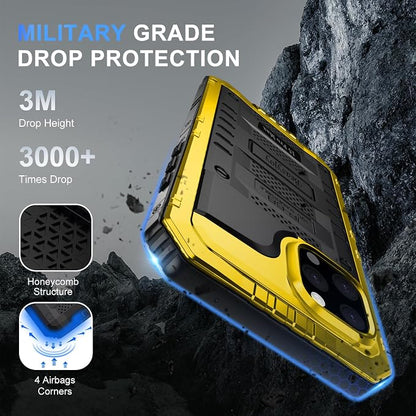 Beasyjoy for iPhone 15 Pro Max Heavy Duty Full Body Protective Case with Built-in Screen Protector, Military Grade Shockproof Defender Case for iPhone 15 Pro Max 6.7", "Yellow