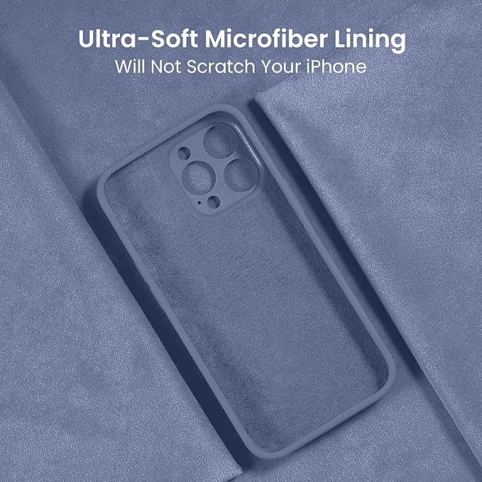 FireNova Designed for iPhone 15 Pro Case, Silicone Upgraded [Camera Protection] Phone Case, Soft Anti-Scratch Microfiber Lining Inside, 6.1 inch, Lavender Gray