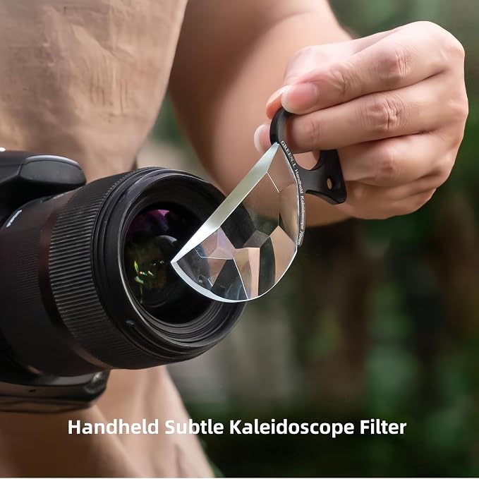 GREEN.L 79mm Handheld Kaleidoscope Filter Prism Lens, Optical Glass Creative Effect Filter for Phone DSLR Camera, with Pouch
