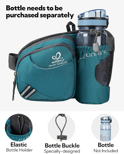 WATERFLY Fanny Pack Waist Bag: Waist Pack for Women Men with Water Bottle Holder Hiking Fanny Pack for Running Walking DogWalking Travel Cycling