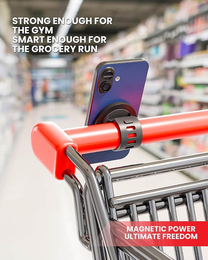 BLAUBECK Bike Mount Stroller Phone Holder for MagSafe - Universal Magnetic Phone Mount for Stroller, Treadmill, Golf Push Cart, Steering Wheel, Peloton Bike & Tread - Exercise Accessories for iPhone