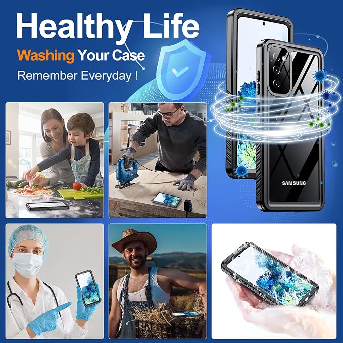 Hualele for Samsung Galaxy S20 FE Case Waterproof, Built in Lens & Screen Protector Rugged Full Body Protective Military Grade Drop Protection IP68 Underwater Cover Case for Galaxy S20 FE 5G Black