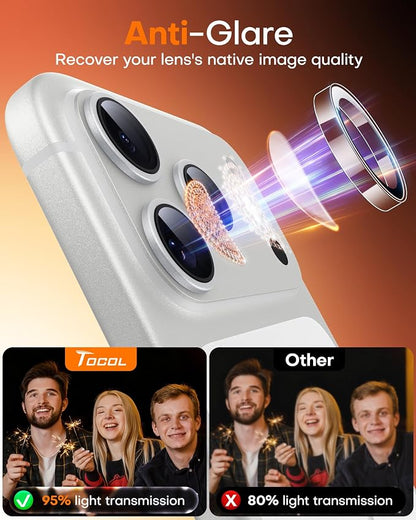 TOCOL Camera Lens Protector for iPhone 17 Pro Max/iPhone 17 Pro Tempered Glass HD Individual Scratch Resistant Camera Cover Accessories Case Friendly 2 Pack（Clear）