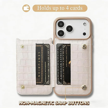 CUSTYPE Compatible with iPhone 17 Pro Wallet Case with Card Holder,180°Ring Holder Kickstand Card Slots Case,PU Leather Protective Case for iPhone 17 Pro 6.3inch-Beige