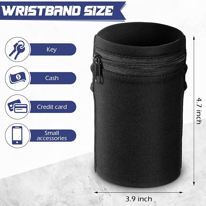 Honoson 5 Pcs Wrist Wallet for Women Men, Wristband with Zipper Wrist Pouch Purse for Run Spandex Wristbands Sweatband Wallet for Run Walk Hike Jog Travel Events Keys Cash Napkin
