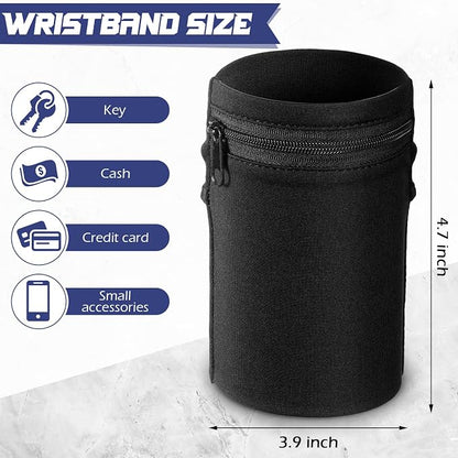 Honoson 5 Pcs Wrist Wallet for Women Men, Wristband with Zipper Wrist Pouch Purse for Run Spandex Wristbands Sweatband Wallet for Run Walk Hike Jog Travel Events Keys Cash Napkin