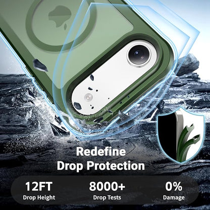 jaroco Magnetic for iPhone Air Case, [Compatible with MagSafe][Military Grade Drop Protection][Heavy Duty Protection][Non-Slip][Shockproof] 2-Layer Durable Bumper Phone Case 6.5''-Army Green