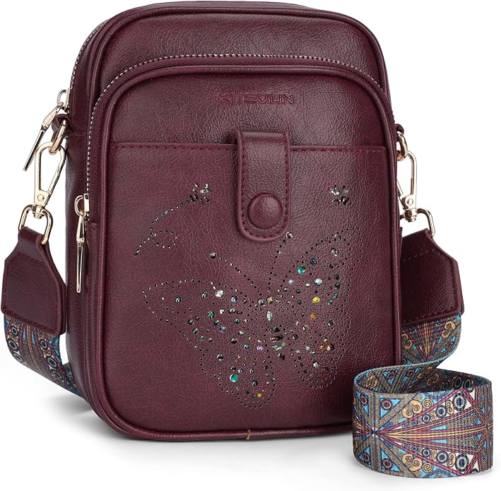KITEVIUN Crossbody Bags for Women Leather Crossbody Purse Small Shoulder Phone Purse with Adjustable Strap & RFID Card Slots
