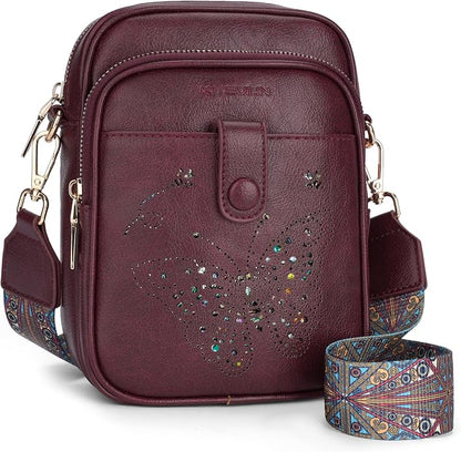 KITEVIUN Crossbody Bags for Women Leather Crossbody Purse Small Shoulder Phone Purse with Adjustable Strap & RFID Card Slots