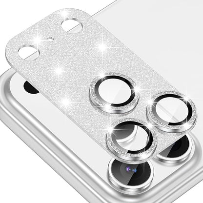 for iPhone 17 Pro Max Camera Lens Protector [Anti-Scratch] [Ultra HD Clear] [Strong Adhesion] Metal Aluminum Alloy Tempered Glass Camera Screen Cover(Silver Glitter)