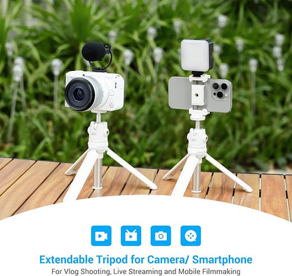 JJC 2 in 1 Extendable Mini Vlogging Tripod & Selfie Stick for Sony ZV-E10 II ZVE10 ZV-1F ZV1F ZV-1 II ZV1 RX100 VII A6100 A6400, Canon PowerShot V1 SX740 HS G7X Mark III II EOS R100 R50 R10 & More