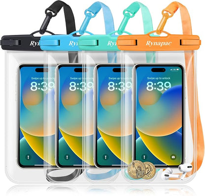 Rynapac Waterproof Phone Pouch - 2 Pack, IPX8 Waterproof Phone Case with Lanyard for iPhone 17 16 15 Pro Max, Cell Phone Dry Bag for Beach Vacation Travel Cruise Essentials, Touch Screen, Up to 8.5"
