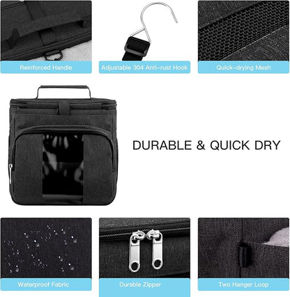 Bukere Shower Caddy Tote Bag, Portable Shower Caddy for College Dorm Travel, Separate Compartment, Large Capacity, Quick Dry Mesh Base, Hanging Toiletry Bath Bag for Student, Gym, Camp, Women Men