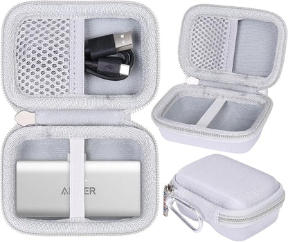 khanka Hard Travel Case with Anker 621 Nano Power Bank,5,000mAh Portable Charger,Case Only (White)