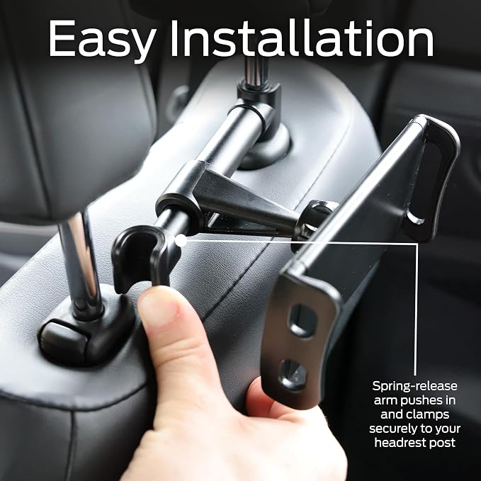 Monster Tablet Mount for Car Headrest, Adjustable Car Tablet Holder for Back Seat Kids, Fits All Tablets up to 7.87” Inches (4”-12” + Sized Tablets), for iPad Pro, Mini, Air, Fire, Galaxy, and More