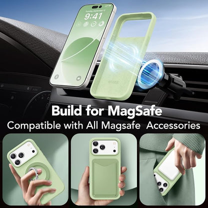 GONEZ Magnetic for iPhone 17 Pro Max Case, Compatible with MagSafe, [Screen Protector + Camera Lens Protector], Liquid Silicone Anti-Scratch Shockproof Protective Phone Case 6.9 inch, Green