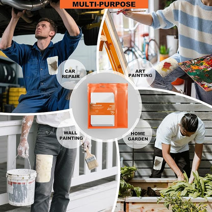 Peel and Stick Multi-Use Cleaning Wipes - Hand Quick Clean, Adhesive Clothing Protectors, Heavy Duty Cleaner Wipes for Painters, Mechanics, Disposable, High Absorbency 6 x 10 in, 20 Count (Pack of 1)