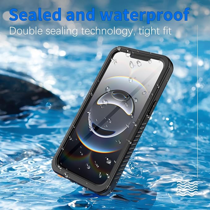 for iPhone 17E/16E Case Waterproof - Built-in Privacy Screen Protector & HD Screen Protector [IP68 Underwater] Shockproof Dustproof Full Body Protection iPhone 17E/16E Phone Case Black