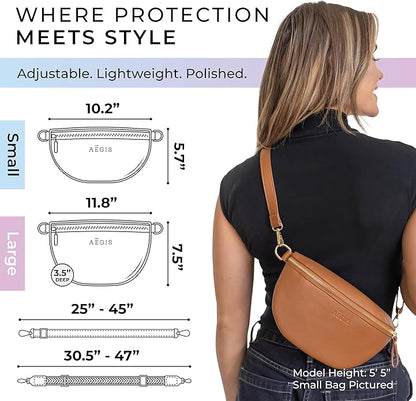 Leather RFID Anti Theft Sling Bag for Women, Pickpocket Proof Travel Crossbody Bag, RFID Blocking Crossbody Purse for Women