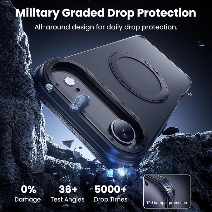 Strong Magnetic Case for iPhone Air (6.5", 2025) with Stand, Drop-Proof Bumper Cover with Contrast Color Border, Military-Grade Drop Protection, Shockproof Slim Thin Cover,Black