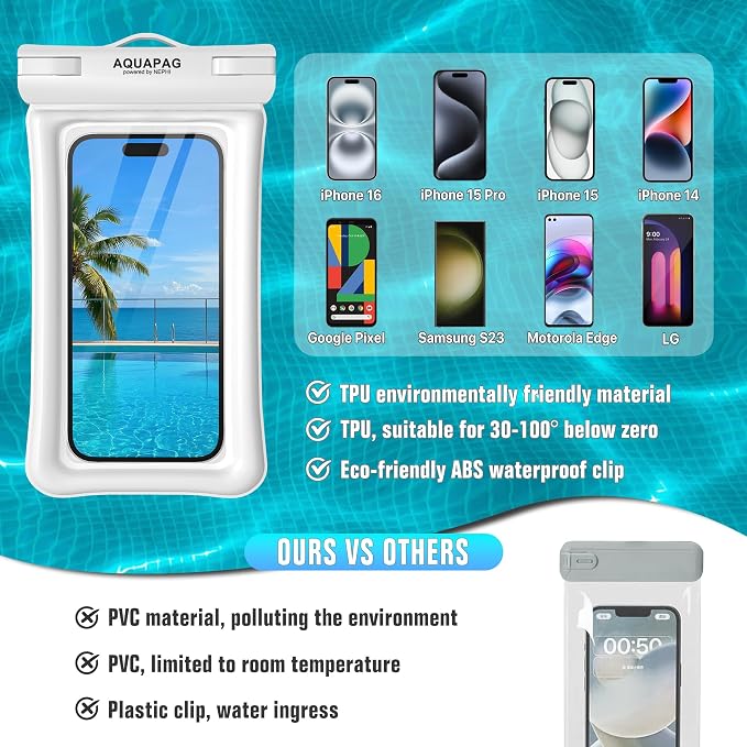 NEPHI IP68 Waterproof Phone Pouch -Up to 8.0"，Adjustable Neck Lanyard Floating Waterproof Phone Case for iPhone,Phone Dry Bags for Vacation Beach Pool Travel Essentials (Assorted Colors 4 Pack)
