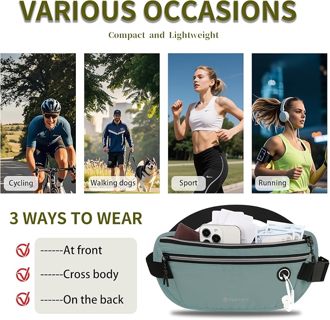 Slim Running Belt for Women Men Runners Fanny Packs With Phone Holder Hidden Pockets Exercise Waist Bag for Marathon Workout