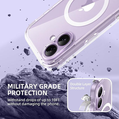 BERFY for iPhone 17 Case, Compatible with MagSafe, Built-in Privacy Screen Protector, Camera Protection, Shockproof Full Body Phone Case 6.3", Clear