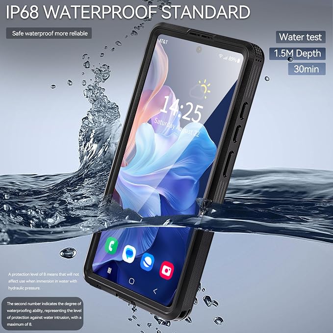 Compatible with Samsung Galaxy S25 Ultra Case Waterproof Protective,Built-in Lens & Screen Protector, Military Grade Shockproof, Full Body Rugged Case for Galaxy S25 Ultra 6.9 inches (Black)