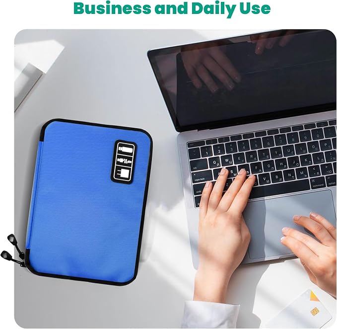 Cord Organizer Travel, Electronics Organizer Tech Pouch - Portable Cable Organizer Bag for Cords, Charger, Phone, SD Card, Power Bank for Travel & Daily Use -Royal Blue Green