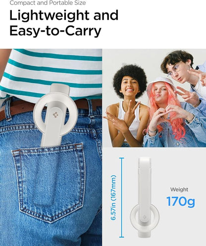 Spigen Selfie Stick Tripod Stand with Bluetooth Remote Control Shutter 24" Extendable Compatible with MagSafe iPhone 17/16/15/14/13/12 Pixelsnap Pixel 10 Series & More - Dune Beige (S571W)