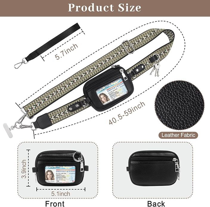 Clip and Go Cell Phone Pouch Lanyard Crossbody with Wallet | Adjustable Strap, Leather Purse Strap, Wrist Strap, For Women
