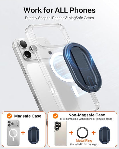 andobil [2026 All-New] Magnetic Phone Grip for Magsafe w/Finger Strap [Comfortable & Durable] Magnetic Phone Ring Holder for MagSafe Accessories & iPhone 17 Air 16 Pro Max Plus 15 14 13 12, Deep Blue
