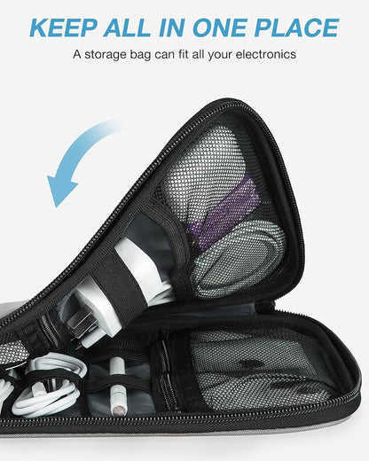 BAGSMART Large Electronics Organizer Travel Case for Tech Accessories, Blue | Tech Accessories, Cord Storage Bag, For Phone, Power Bank, SD Card, Cables