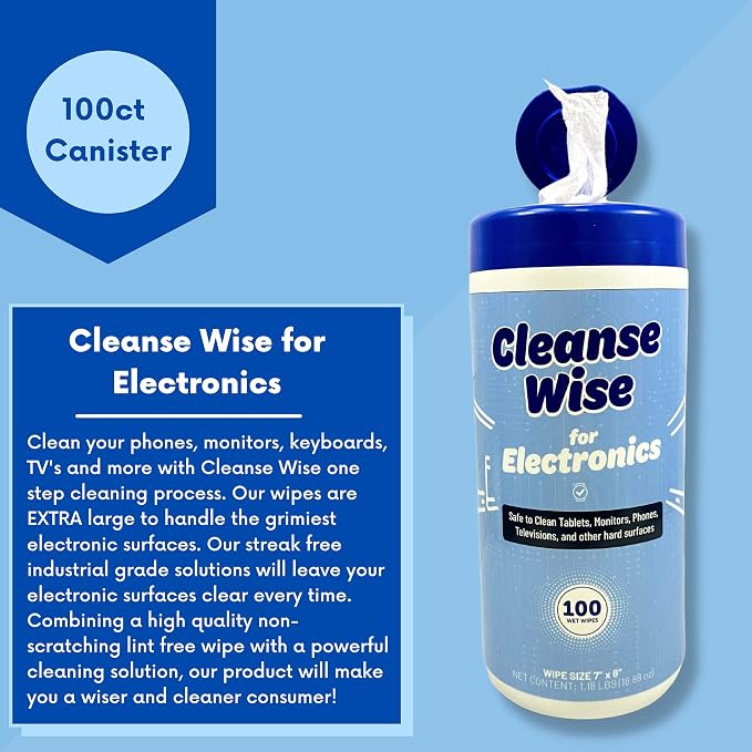Electronic Cleaning Wipes 100 Ct, White (CL100TAL)