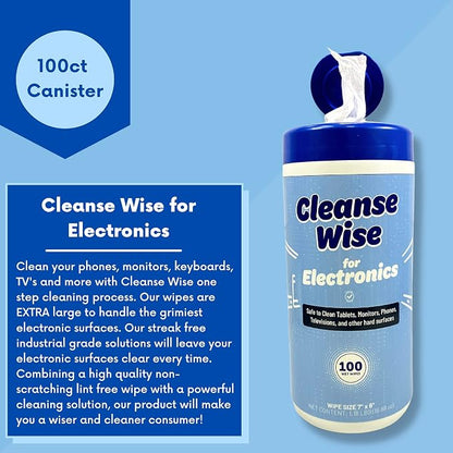 Electronic Cleaning Wipes 100 Ct, White (CL100TAL)