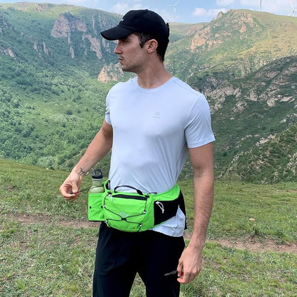 INOXTO Slim Running Belt Fanny Pack for Women and Men Sports Waist Bag Pack for Running Walking Cycling Hiking Reflective Running Pouch Belt for All Phones(Green)