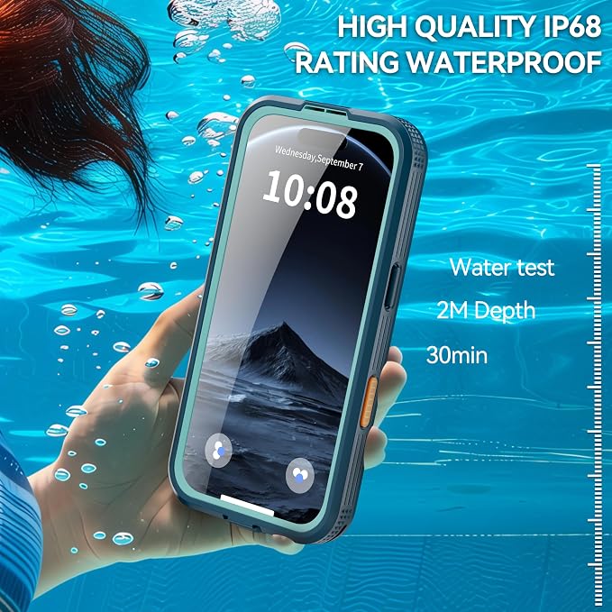 Losin Compatible with iPhone 17 Pro Max Waterproof Case, [Compatible with MagSafe] [Built-in Screen Protector], Full Body Protection Military Grade Shockproof Case, Teal