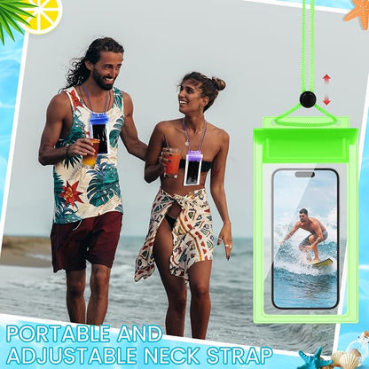 Flutesan 60 Pack Waterproof Phone Pouch with Adjustable Lanyard 7.5'' Large Phone Dry Case Bag Multicolor Universal Compatible Smartphones for Swimming Pool Beach Water Park Diving Surfing