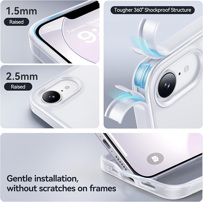 CASEKOO Armor Shockproof for iPhone 17e Case [16FT Military Grade Protection] Matte Protective Phone Case Anti-Fingerprint Thin Slim Hard Cover for iPhone 17e/16e 6.1''- Frosted White