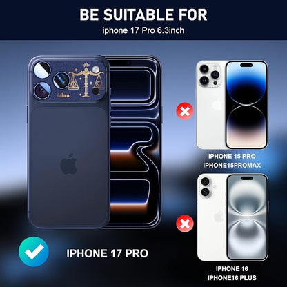 Compatible for iPhone 17 Pro Camera Lens Protector, Aries Pattern, Drop Protection, Anti Scratch Full-Coverage, AR 360-Degree Protection, Camera Transmfttance HD, Easy Installation, Dark Blue
