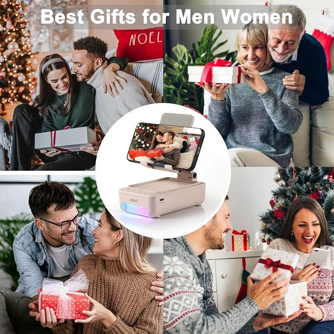 Gifts for Men Him, Cell Phone Stand with Bluetooth Speaker&Led Color Changing Light, Unique Gifts for Women Dad Her Husband, Birthday Gifts for Men