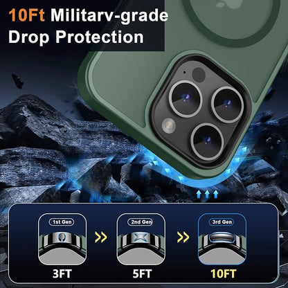 MOCCA Strong Magnetic for iPhone 14 Pro Max Case [Compatible with Magsafe] [10FT Military Grade Protective] Translucent Matte Slim Shockproof Case for iPhone 14 Pro Max 6.7" -Midnight Green