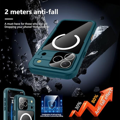 GOLDJU 2025 New Magnetic for iPhone 17 Pro Max Case-Waterproof, Built-in Screen & Camera Protector-IP68 Underwater Full Body 16FT Military Dropproof Shockproof Case for 17 Pro Max 6.9'' Blue