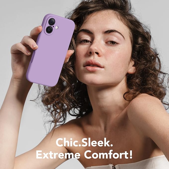Magnetic for iPhone 16 Case, Compatible with MagSafe, [Screen Protector + Full Camera Protection], Silicone Shockproof Anti-Scratch Protective Phone Case for iPhone 16 6.1", Light Purple