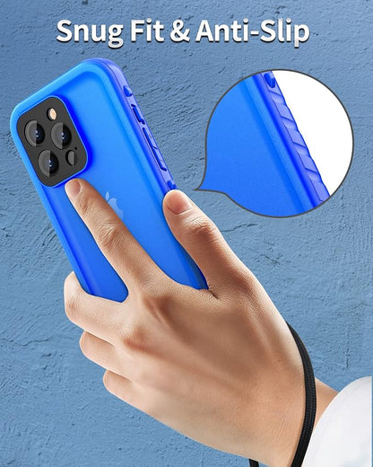 SPORTLINK iPhone 13 Pro Max Waterproof Case - Full Body Heavy Duty Protection with Screen Protector, Shockproof, 6.7" - Blue