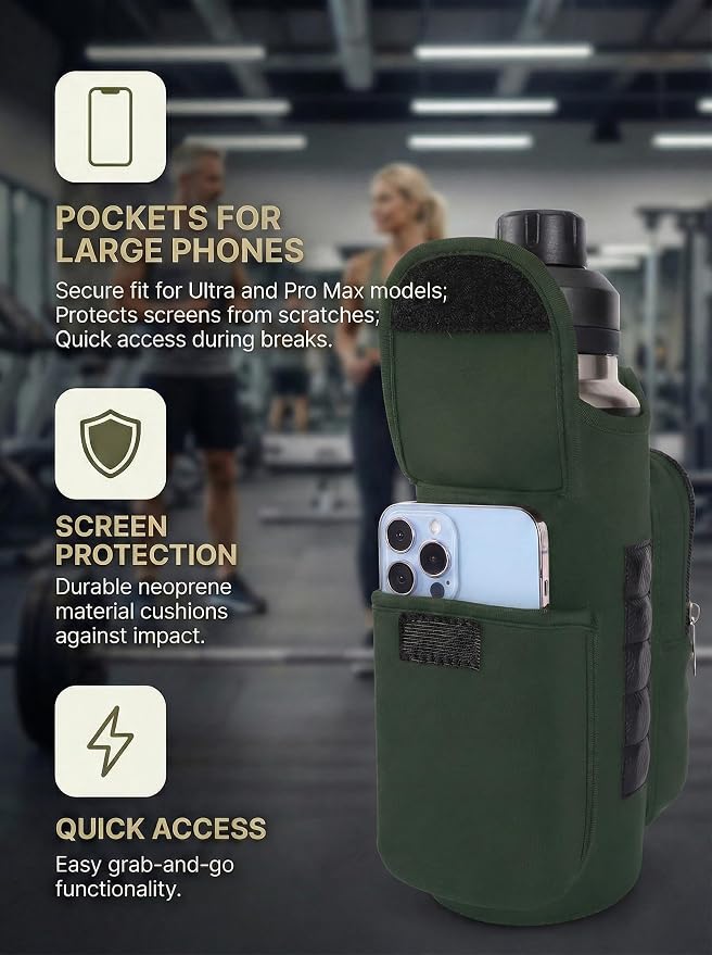 AUPET Magnetic Gym Bag for Men & Women, Small Gym Bag Organizer, Crossbody Magnets Gym Water Bottle Bag Holder Carrier Fits for 18-40oz Owala Yeti Hydro Flask, Workout Pouch for Phone, Keys & Wallet
