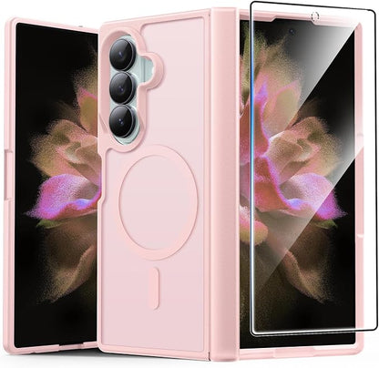 FNTCASE for Samsung Galaxy Z Fold 8 Ultra / Z Fold 7 Case, Fit for Magsafe | Hinge Protection, Screen Protector, Translucent Matte, 14FT Military Grade Drop Proof, Protective Phone Cover, Light Pink