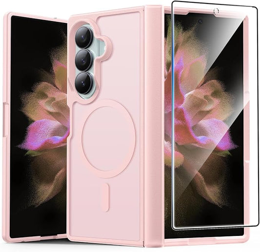FNTCASE for Samsung Galaxy Z Fold 8 Ultra / Z Fold 7 Case, Fit for Magsafe | Hinge Protection, Screen Protector, Translucent Matte, 14FT Military Grade Drop Proof, Protective Phone Cover, Light Pink