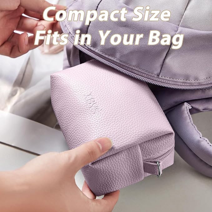 Small Tech Pouch, Waterproof Electronics Travel Case with Carabiner, Compact Cable Organizer Bags & Cases for Chargers, Power Banks, Hard Drives, Earbuds, Cords and Digital Accessories (Purple)