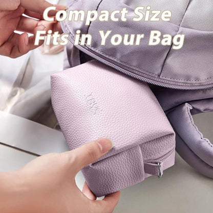 Small Tech Pouch, Waterproof Electronics Travel Case with Carabiner, Compact Cable Organizer Bags & Cases for Chargers, Power Banks, Hard Drives, Earbuds, Cords and Digital Accessories (Purple)